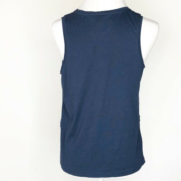 J crew factory size small navy blue tank top crochet lace Detail Sleeveless BOHO - Picture 7 of 7